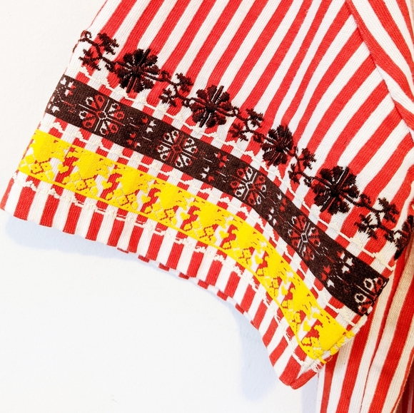 ZARA UK Embroidered Stripe Short Sleeve Top - Picture 5 of 6